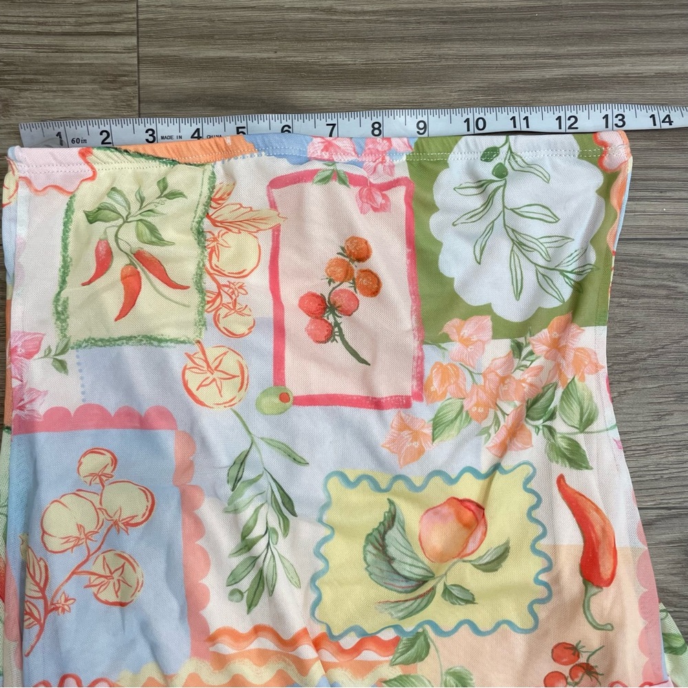 See You Monday Pastel Vegetable Floral Print Strapless Maxi Dress - Picture 6 of 11